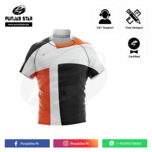 footbal rugby jersey white/black/orange