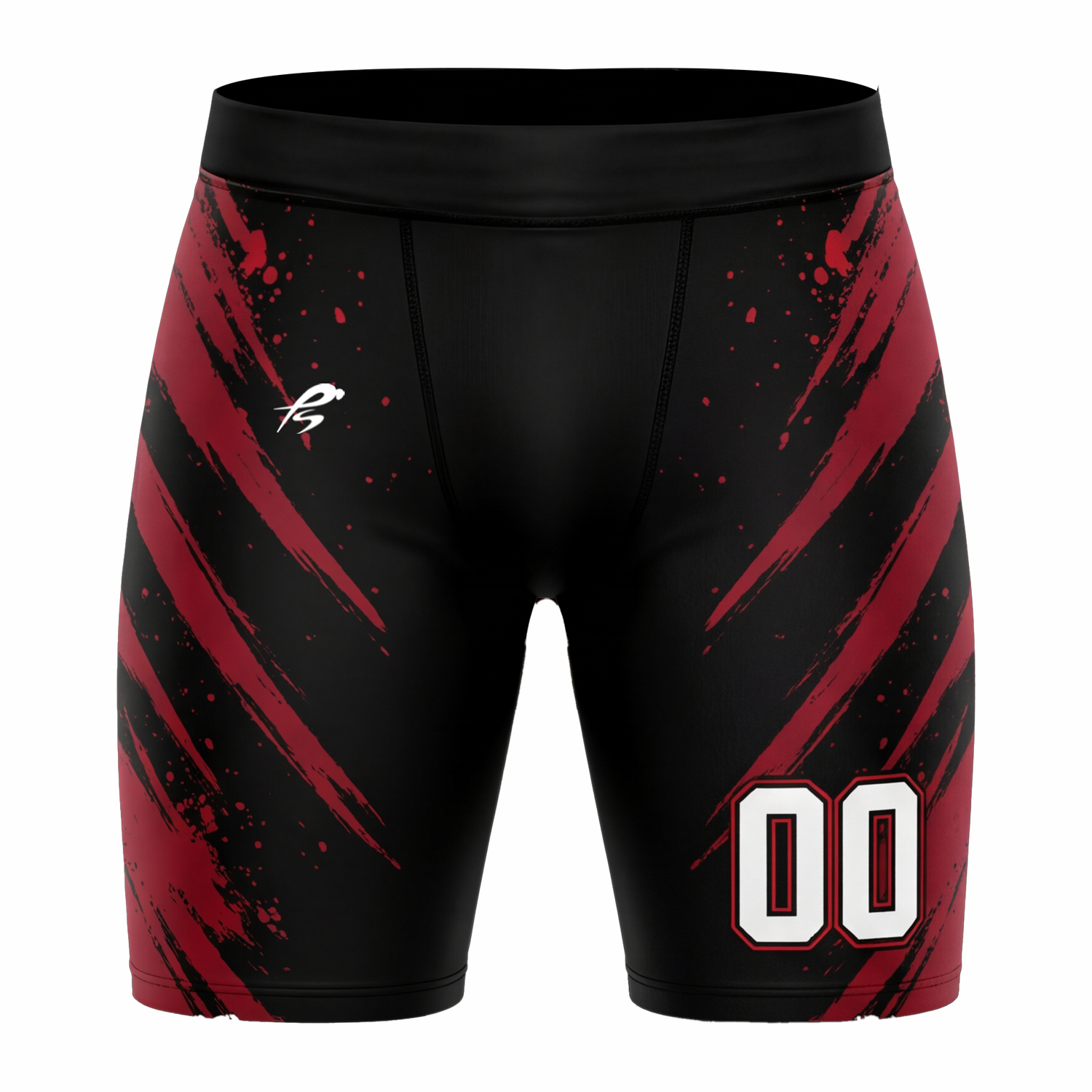 49 The Hyper-Grid Crimson Compression Shorts - Image 1