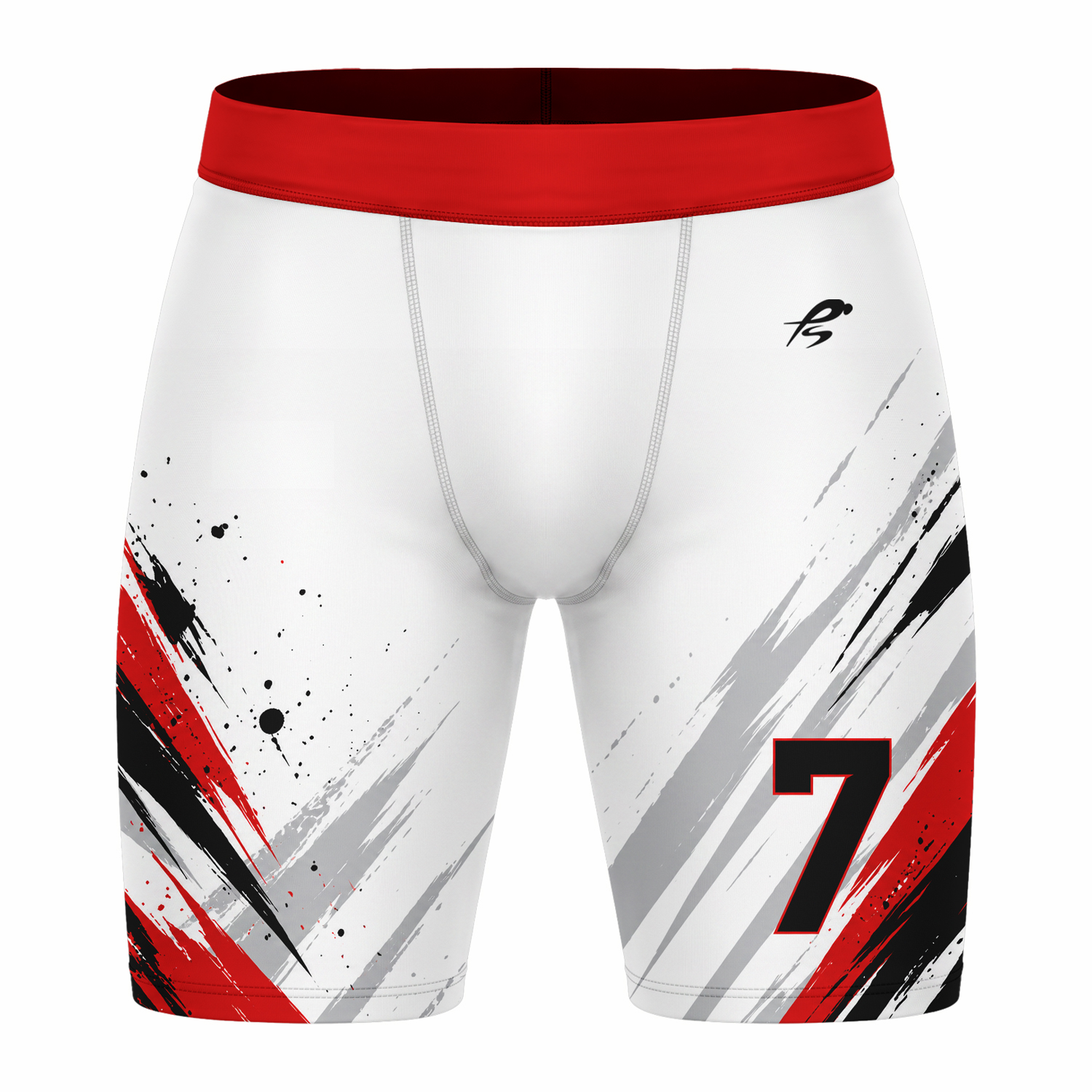 9 The Crimson Edge Grid Compression Shorts - Image 1